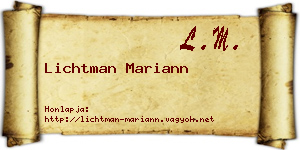Lichtman Mariann névjegykártya